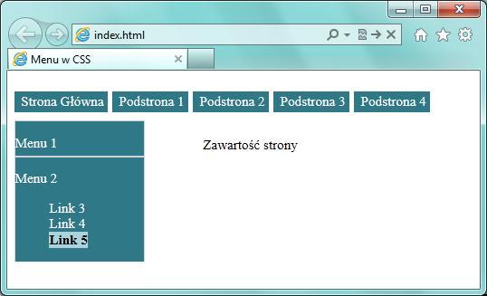 Menu w CSS W kolejnych zadaniach dowiesz się, w jaki sposób szybko tworzyć struktury nawigacyjne, projektować