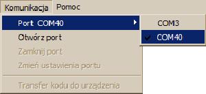 Sterowniki programowalne MAX Logic 4.5 Obszar komunikatów [obszar D] Pasek komunikatów o stanie portu komunikacyjnego sterownika. Możliwe dwa komunikaty: Port jest otwarty oraz Port jest zamknięty.