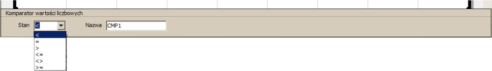 Sterowniki programowalne MAX Logic - symbol obszaru narzędzi programowych - element obszaru projektu Komparator wartości liczbowych służy do porównania dwóch liczb całkowitych podanych z wyjśd