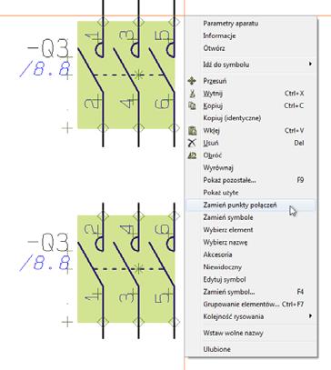 6 Zamień punkty połaczeń Możesz zamieniać punkty połączeń w symbolach wielopolowych.