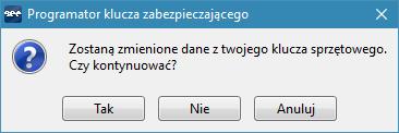 rozpoczęcie programowania przyciskiem Tak.