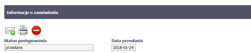 Twoja informacja o zamówieniu/kontrakcie staje się niedostępna do edycji a status postępowania/status kontraktu uzyskuje wartość przesłane/przesłany.