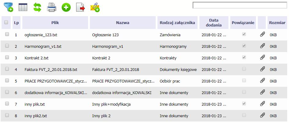 Jeżeli dane na ekranie są przefiltrowane, system informuje o tym poprzez specjalny komunikat widoczny ponad tabelą.