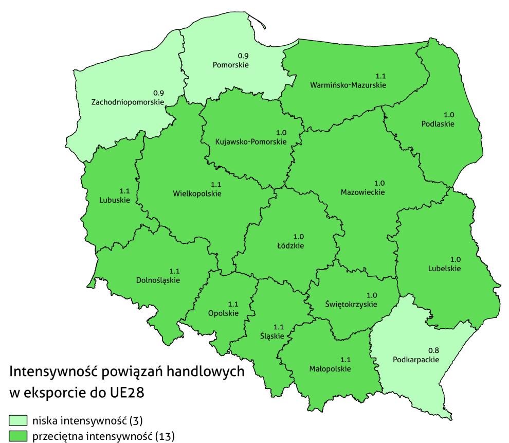 7. INTENSYWNOŚĆ POWIAZAŃ HANDLOWYCH POLSKICH REGIONÓW Wymiana handlowa jaką prowadzą z zagranicą poszczególne województwa prezentuje zróżnicowany charakter na którego zakres mają wpływ między innymi