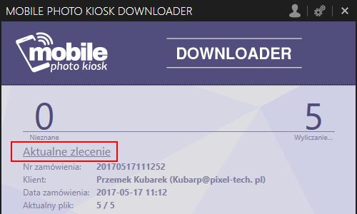 6. Zamówienia złożone przez Klientów będą automatycznie pobierane i umieszczane w katalogu wskazanym w konfiguracji. Skrót programu na pasku zadań pokazuje liczbę pobranych na dysk zamówień.