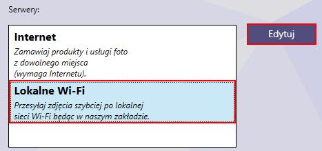 Po jego wybraniu Klient końcowy otrzyma komunikat: Przepraszamy, ta forma przesyłania zdjęć nie została jeszcze skonfigurowana w tym zakładzie (komunikat ten możesz