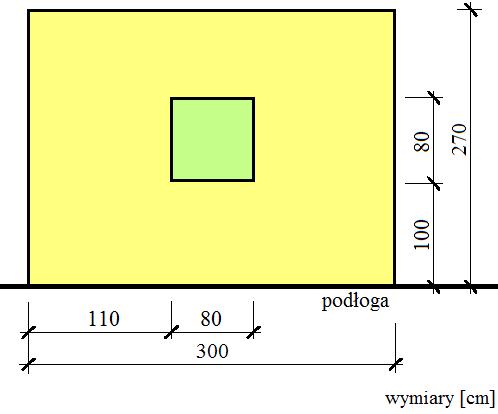 Zadanie 7. Powierzchnia pomalowanego na kolor żółty fragmentu ściany pokazanego na rysunku wynosi 7,30 m 2 7,46 m 2 8,10 m 2 8,74 m 2 Zadanie 8.