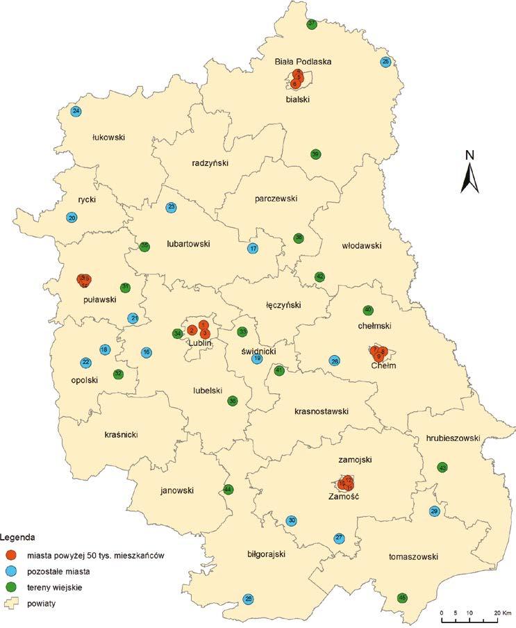 RAPORT O STANIE ŚRODOWISKA WOJEWÓDZTWA LUBELSKIEGO W 2015 ROKU 1. w centralnych dzielnicach lub osiedlach miast o liczbie mieszkańców przekraczającej 50 tys., 2. w pozostałych miastach, 3.