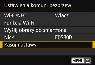 Czyszczenie ustawień komunikacji bezprzewodowej Użytkownik może usunąć wszystkie ustawienia komunikacji bezprzewodowej.