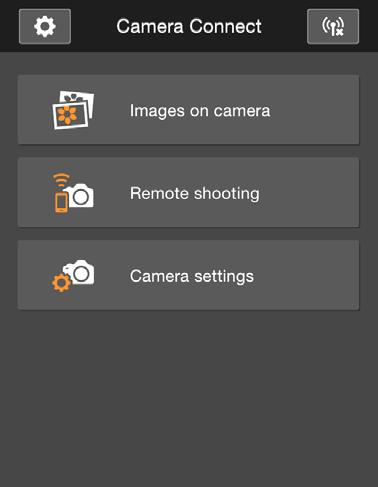 Obsługa aparatu za pomocą smartfona Smartfon z zainstalowaną aplikacją Camera Connect można wykorzystać do przeglądania obrazów zapisanych w aparacie i zdalnego fotografowania.