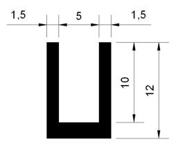 krawędziowa typu U - prostokątna 2 mm Tel.