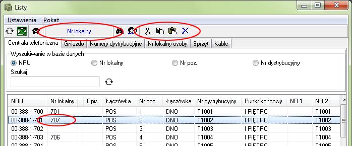 Zestawienia W ten sposób przypisałeś numer lokalny do numeru NRU w centrali: W analogiczny sposób przypisz kolejne numery wewnętrzne do numerów NRU.