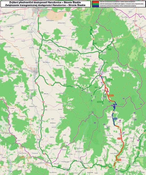 Przejście graniczne Staré Město/Nowa Morawa, którego dostępność transportowa w wyniku realizacji projektu znacznie wzrośnie, jest jedynym przejściem dla pojazdów do 12 t pomiędzy przejściami Dolní