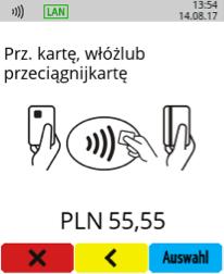 Wybór języka (opcja) 6) Sprawdź wydruk z terminala oraz informację na ekranie + Po wprowadzeniu danych