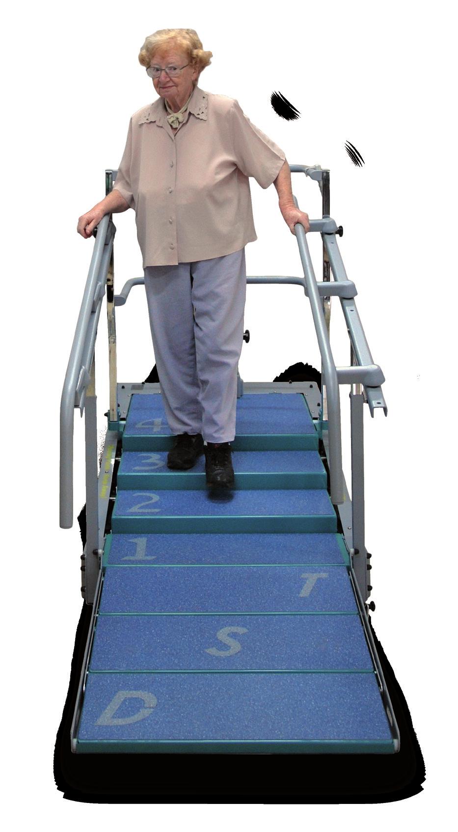 SCHODY DST AUTOMATYCZNE SCHODY TERAPEUTYCZNE SCHODY DST (Dynamic Stairs Trainer) to automatyczne schody terapeutyczne służące do rehabilitacji pacjentów na każdym etapie leczenia.