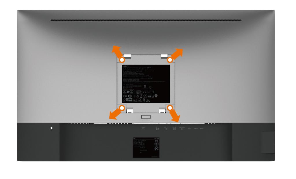 Mocowanie na ścianie (opcja) UWAGA: Przymocuj monitor do zestawu do montażu na ścianie za pomocą śrub M4 x 10 mm.