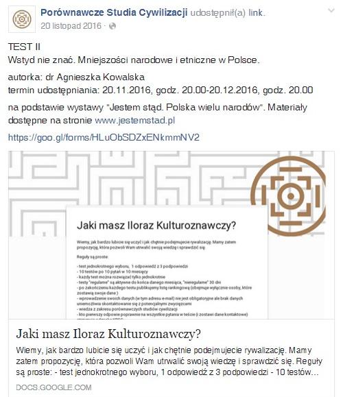 Dodatkowo, na podstawie materiałów prezentowanych na wystawie, powstał quiz Wstyd nie znać.