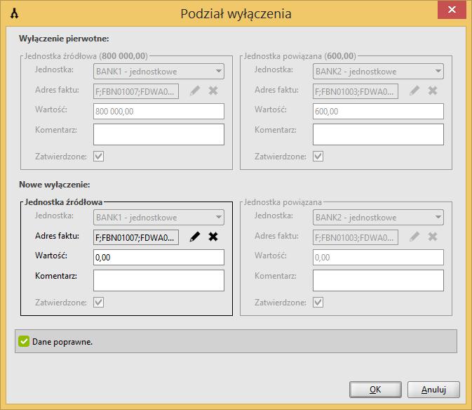 3.4 Podział wyłączeń Zdefiniowane wyłączenia mogą podlegać dodatkowym podziałom. Służy do tego funkcja Podział wyłączeń, która może być uruchomiona w zakładce Wyłączenia (zob.