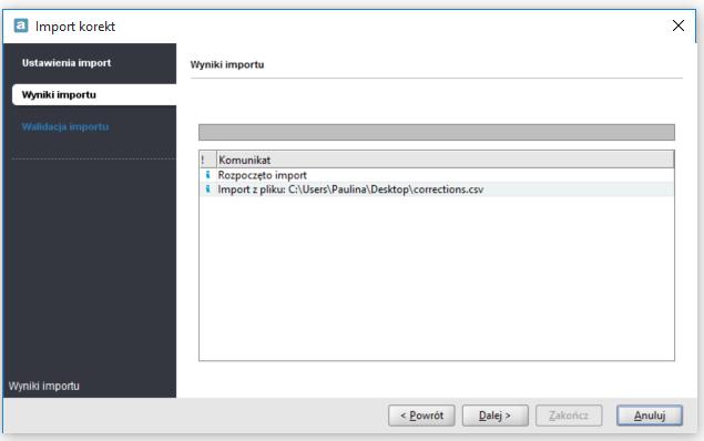 Rysunek 48. Okno wyników importu Krok 3 walidacja (zob. Rysunek 49) Rysunek 49.