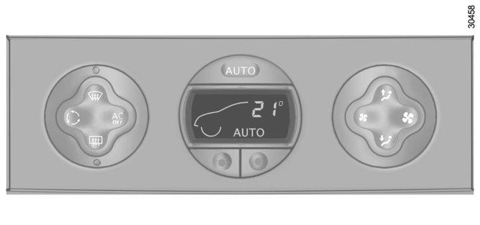 KLIMATYZACJA AUTOMATYCZNA (2/6) 3 4 Wyświetla się tylko wartość temperatury i symbol AUTO Funkcje sterowane w trybie automatycznym nie są wyświetlane.