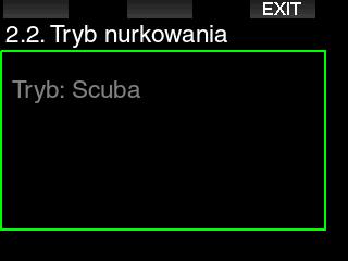 2.2.2 Tryb nurkowania (wybór algorytmów) G2 umożliwia wybranie trybu Scuba, Gauge lub Apnea. Gdy komputer nie był przez jakiś czas zanurzony, wyświetlacz wygląda następująco: 2.2.3 Stoper przystanku bezpieczeństwa W tym menu można edytować czas trwania przystanku bezpieczeństwa i tryb rozpoczęcia nurkowania.