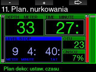 OSTRZEŻENIE Jeśli ppo 2 max jest wyłączone (O), planer zezwoli na głębokości maksymalnie do 120 m/ 394 stóp.