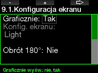 wyświetlanych informacji podane są w kolejnych punktach. Czas nurkowania. Czas nurkowania wyświetlany jest w minutach.