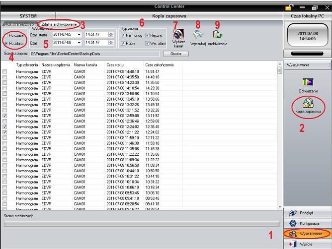 8.6 ARCHIWIZACJA NAGRAŃ PRZEZ APLIKACJĘ CONTROL CENTER Zdjęcie 48 Archiwizacja zdalna Aplikacja dedykowana do pracy z rejestratorami Signal ma możliwość zdalnego dostępu do archiwum rejestratora.