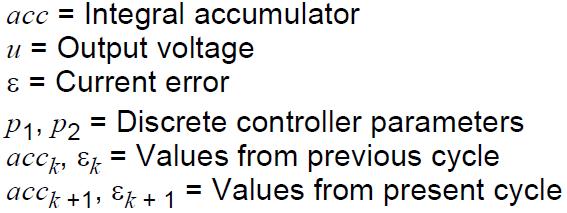 Implementacja cyfrowego sterownika PI Współczynnik wypełnienia zawartość akumulatora Ograniczenie wartości całki Zapobieganie nawijaniu dodatkowy człon proporcjonalny mała prędkość: małe Gw aby prąd