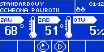 : jeśli temperatura powrotu jest niższa niż w progu określonym w ustawieniach tej funkcji Kalibracja Przegrzanie podłogi Alarm Stop pojawia się przy aktywnym Trybie letnim przy załączonej opcji