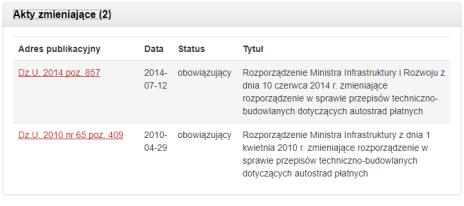 Zmiana 2 Rozporządzenie Ministra Infrastruktury z dnia 10 czerwca 2014 r. zmieniające rozporządzenie w sprawie przepisów techniczno-budowlanych dotyczących autostrad płatnych (Dz. U. z 2014 r.