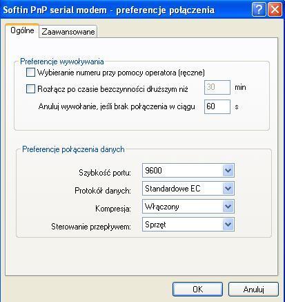 Okno te może się różnić w zależności od rodzaju modemu oraz zainstalowanego systemu operacyjnego.