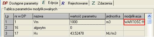 Po modyfikacji możemy sprawdzić czy aktualna wartość licznika wynosi 1000 m 3 w zakładce Edycja lub Dostępne parametry,