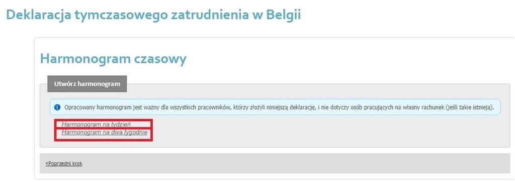 Harmonogram W tym kroku należy uzupełnić harmonogramy czasu