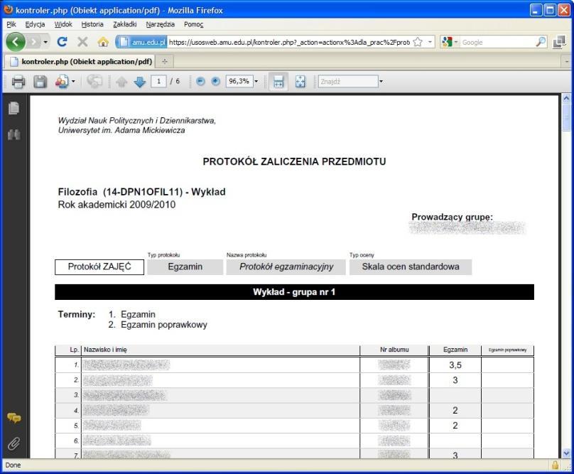 Dla ułatwienia nazwa pliku z protokołem domyślnie zawiera cykl dydaktyczny i kod przedmiotu. 4.