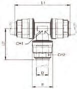 90150 Kolanko z gwintem zewnętrznym Nr katalogowy D F A B C CH1 CH2 E L L1 90150