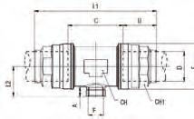 110 G 3/4 14,5 125,5 150,5 200 401 180 8 42 90250 110-3/4 90251 Trójnik gwintowany do odprowadzenia kondensatu NPTF Nr katalogowy F (NPTF) D A B C E L1 L2 CH