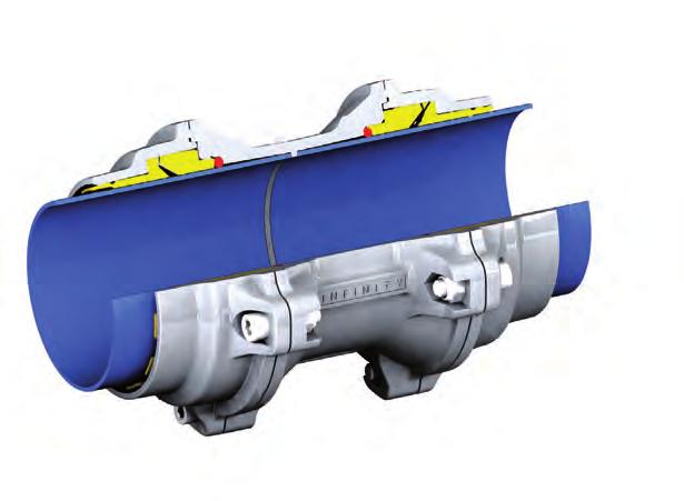 Charakterystyka techniczna złączy: ø80, ø100 3 2 4 5 6 9 1 8 7 Materiały 1. Nakrętka z aluminium 2. O-RING z NBR 3. Korpus złączki z aluminium 4. Pierścień ustalający z technopolimeru 5.