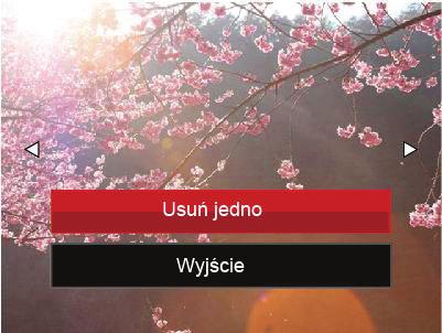 Usuwanie zdjęć i wideo W trybie odtwarzania naciskać przycisk strzałki w dół, aby wybrać zdjęcia i wideo. Aby usunąć obrazy lub film wideo: 1. Naciśnij przycisk aby przejść do trybu odtwarzania. 2.