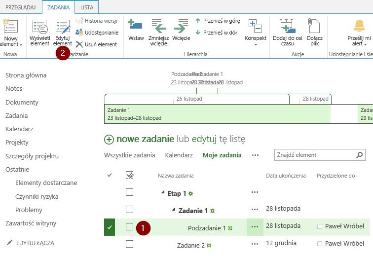 Po kolejnej edycji nasze zadania są już określone w czasie, przypisane do odpowiednich zasobów i powiązane ze sobą.