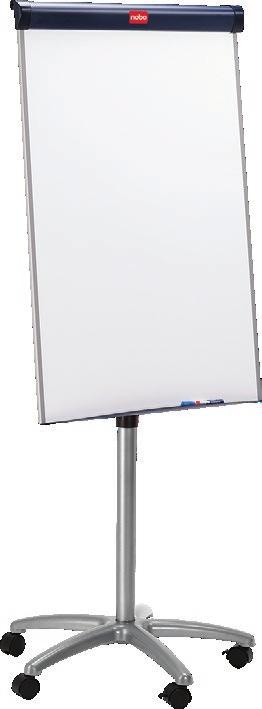 201-0755 191x70 cm 853,64 Flipchart Classic mobilny Nobo Powierzchnia ze stali lakierowanej (magnetyczna, suchościeralna); mobilna wersja flipchartu Classic podstawa