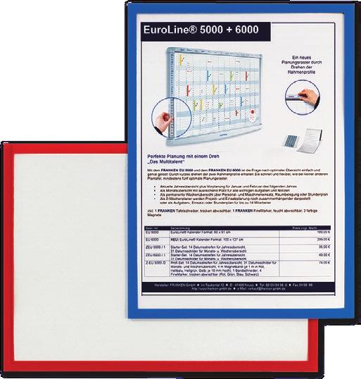 DURAFRAME MAGNETIC Magnetyczne ramki informacyjne w różnych formatach i kolorach. Szybka wymiana informacji. Wykorzystanie w pionie i w poziomie.