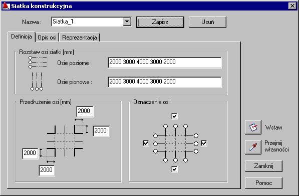 strona: 2 AutoCAD Structural Detailing - Rysunki Szalunkowe - Przykłady 1.1 Definicja siatki projektowej WYKONYWANA OPERACJA 1.