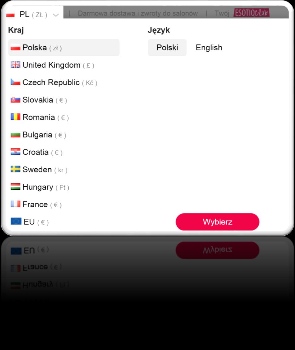 ESOTIQ on-line w Europie 9 nowych krajów on-line Witryny w języku angielskim docelowo w językach