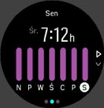 Na ekranie średniego snu możesz nacisnąć środkowy przycisk, aby zobaczyć wykres średniego tętna w ciągu ostatnich siedmiu dni.