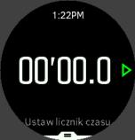 Na ekranie zegarka otwórz moduł uruchamiania i przewiń w górę, aż zobaczysz ikonę licznika czasu. Naciśnij środkowy przycisk, aby otworzyć ekran licznika czasu.
