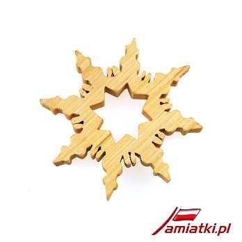 Drewniana Gwiazdka świąteczna w formie wycinanki średnica: 8 cm