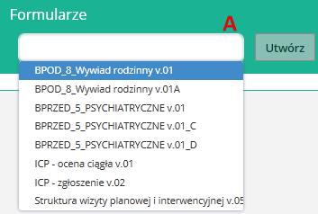 których widoczność będzie się zmieniać w zależności od wybranego typu wizyty.