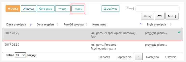 Rys. 50 Po kliknięciu LPM na dane pacjenta po prawej stronie ekranu pojawią się szczegóły wpisu do Księgi zgłoszeń.