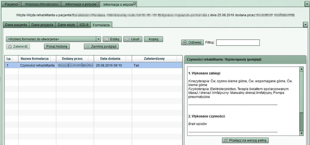 Rys. 26 Przyciskiem Przełącz na pełną wersję użytkownik przełącza podgląd wypełnionego formularza.